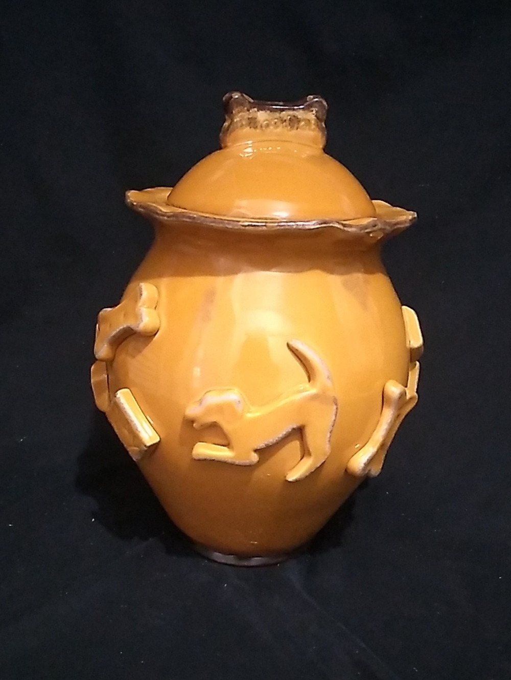 Carmel Ceramica Dog Treat Jar in "Caramel" Color (B9)